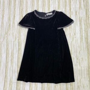 Zara Black Velvet Kids Dress with Silver Trim